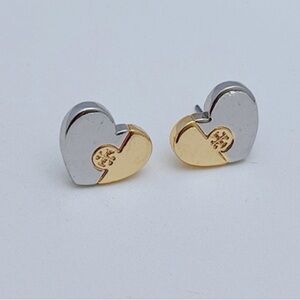 Tory Burch Two-Tone Heart Earrings